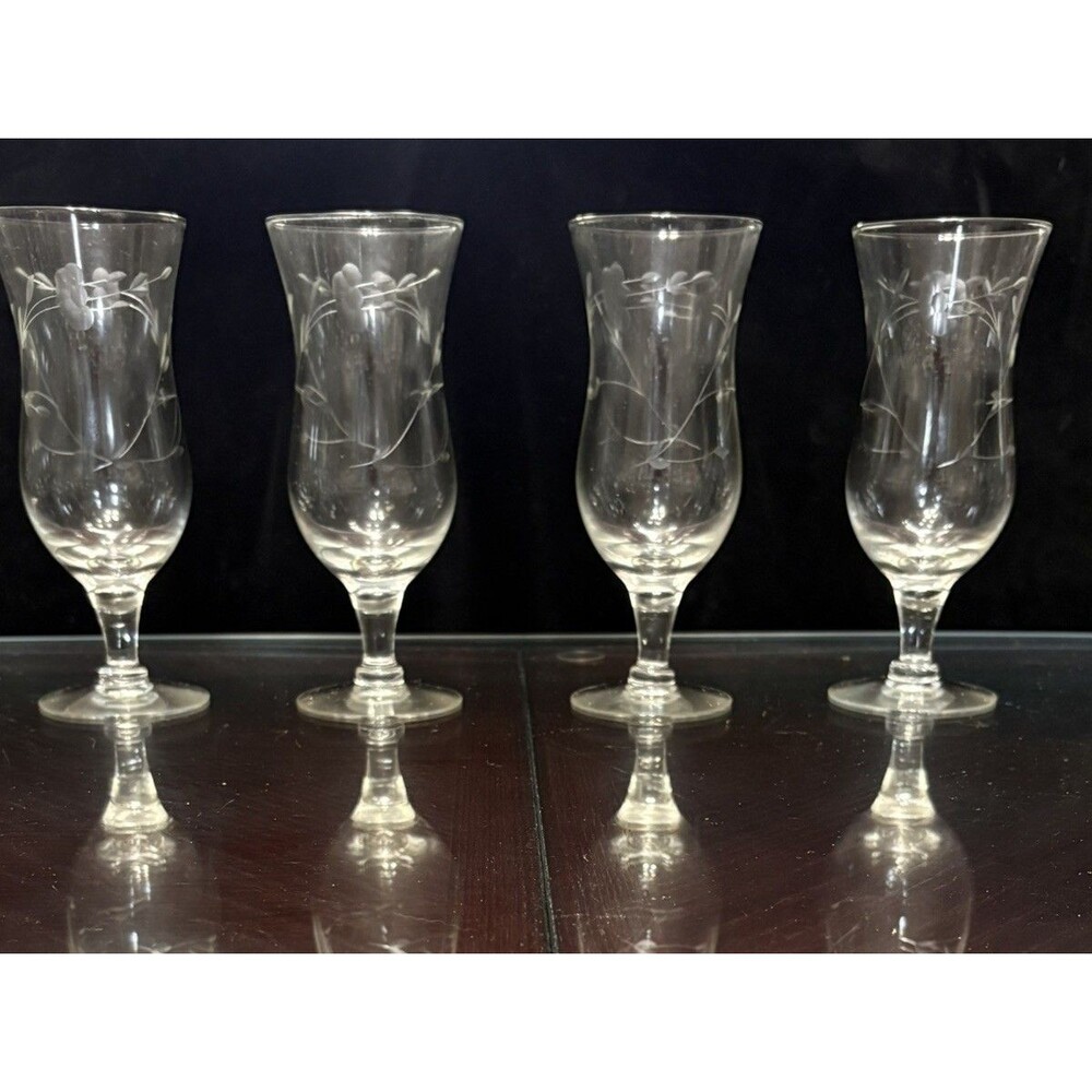 Vintage Princess House Heritage Crystal Parfait / Mimosa Glass 4- set Estate